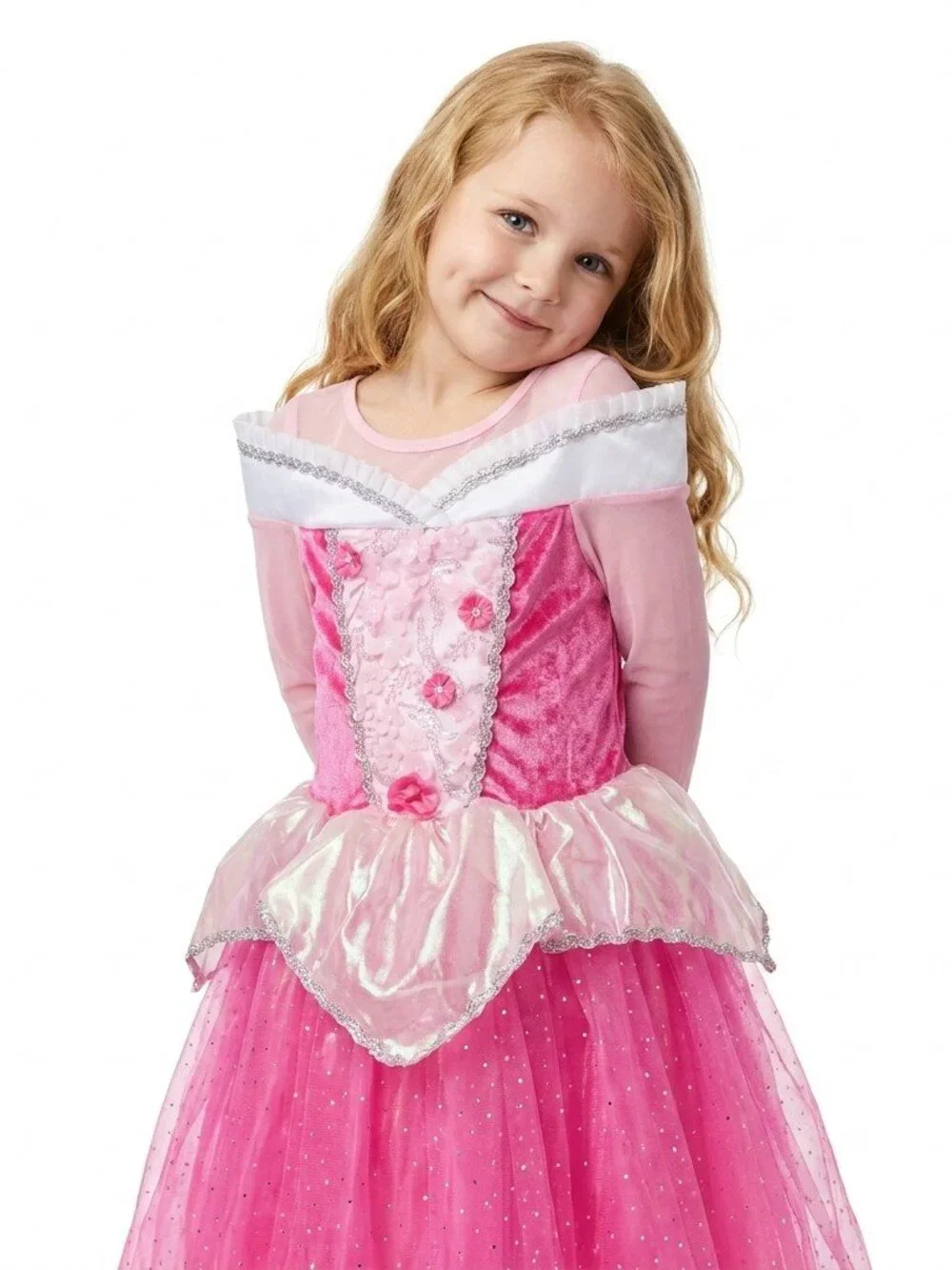 Sleeping Beauty Inspired Pink Princess Dress Stretch Top Sparkle Tulle Party